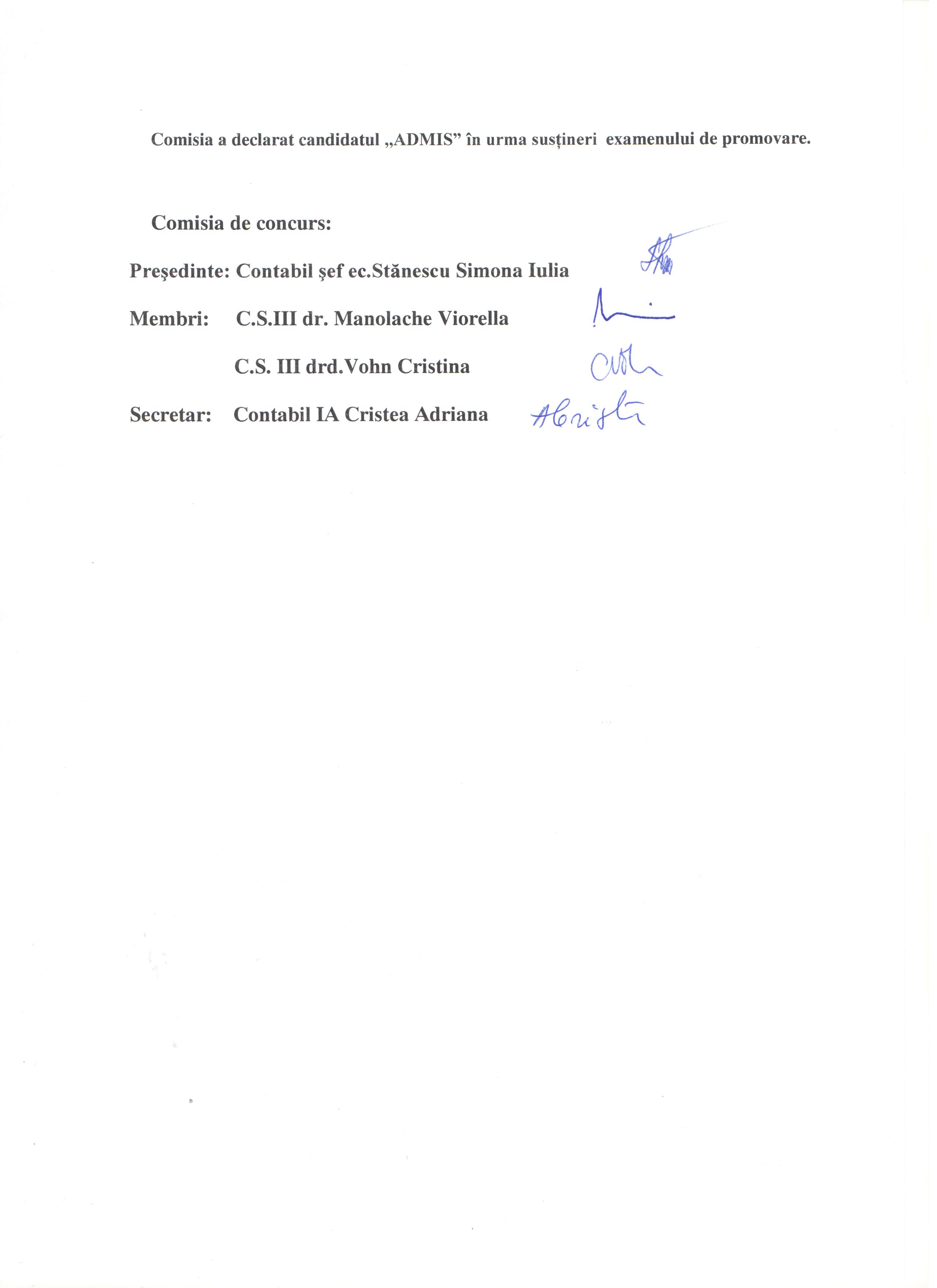 Rez.ex. de promovare pt. posturile analist progr.ajut.tr I 001