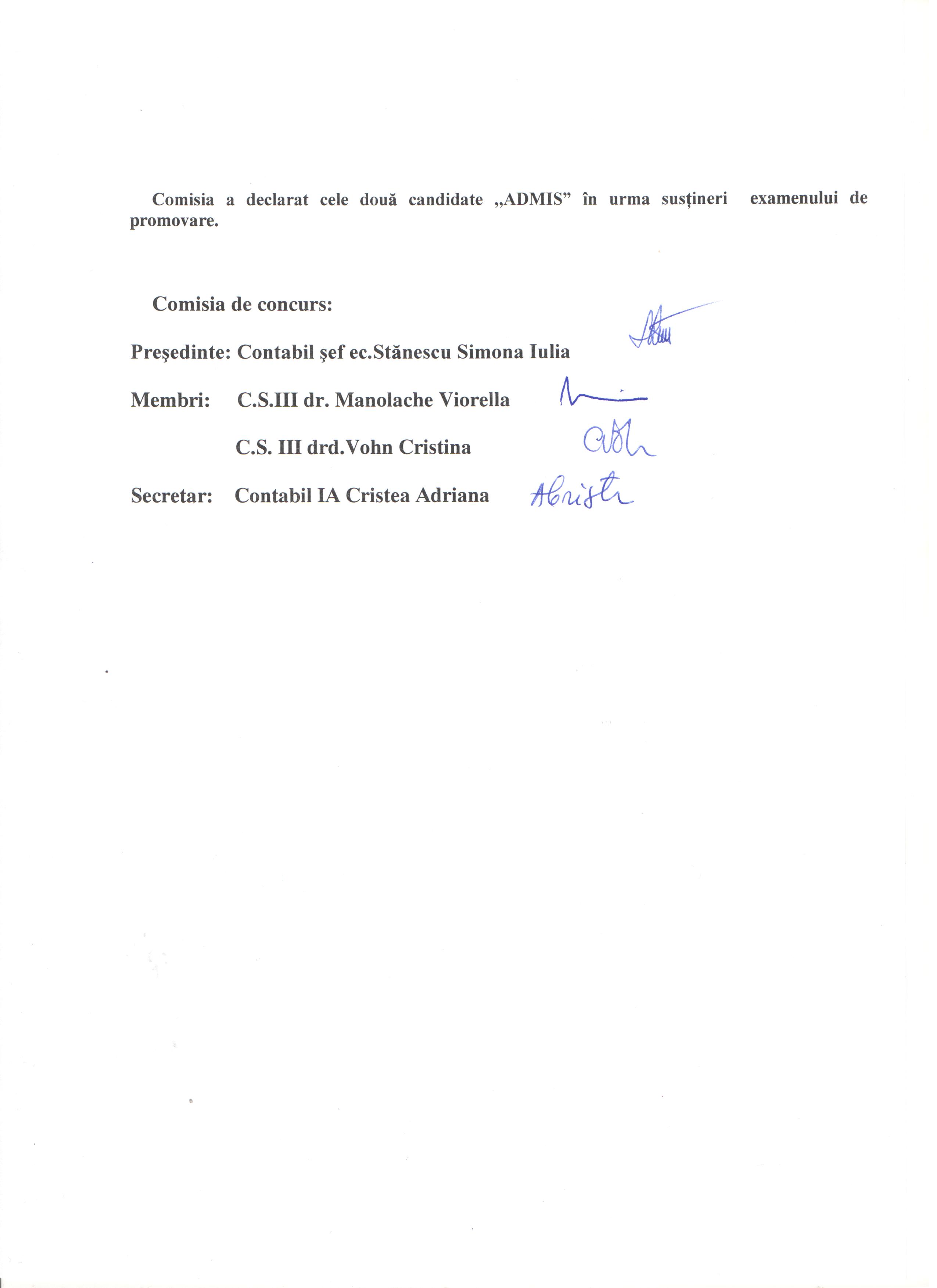 Rez.ex. de promovare pt. posturile analist progr.ajut.tr IA 001